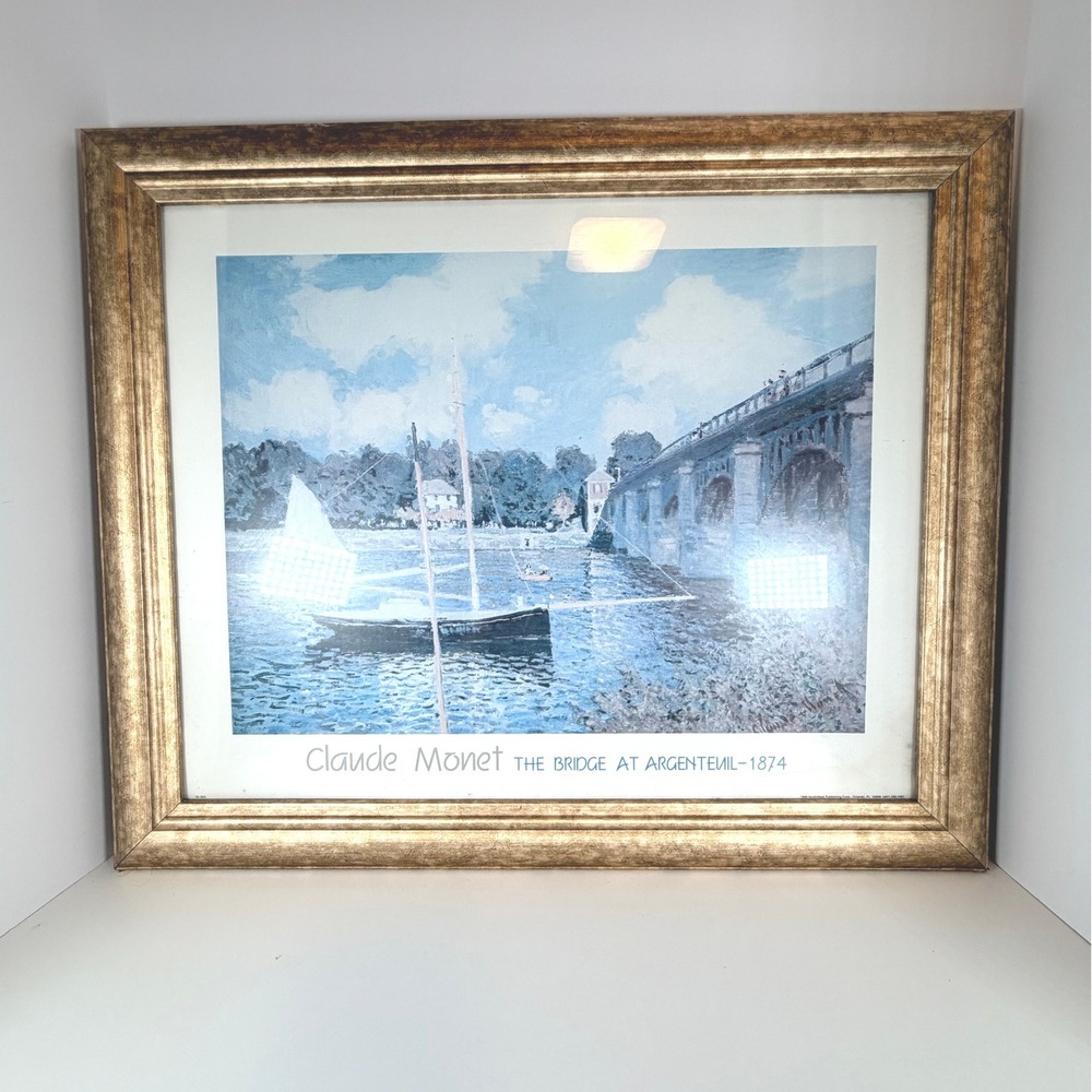 Claude Monet The Bridge‎ at Argenteuil 1874 Framed Print Wall Art Vintage